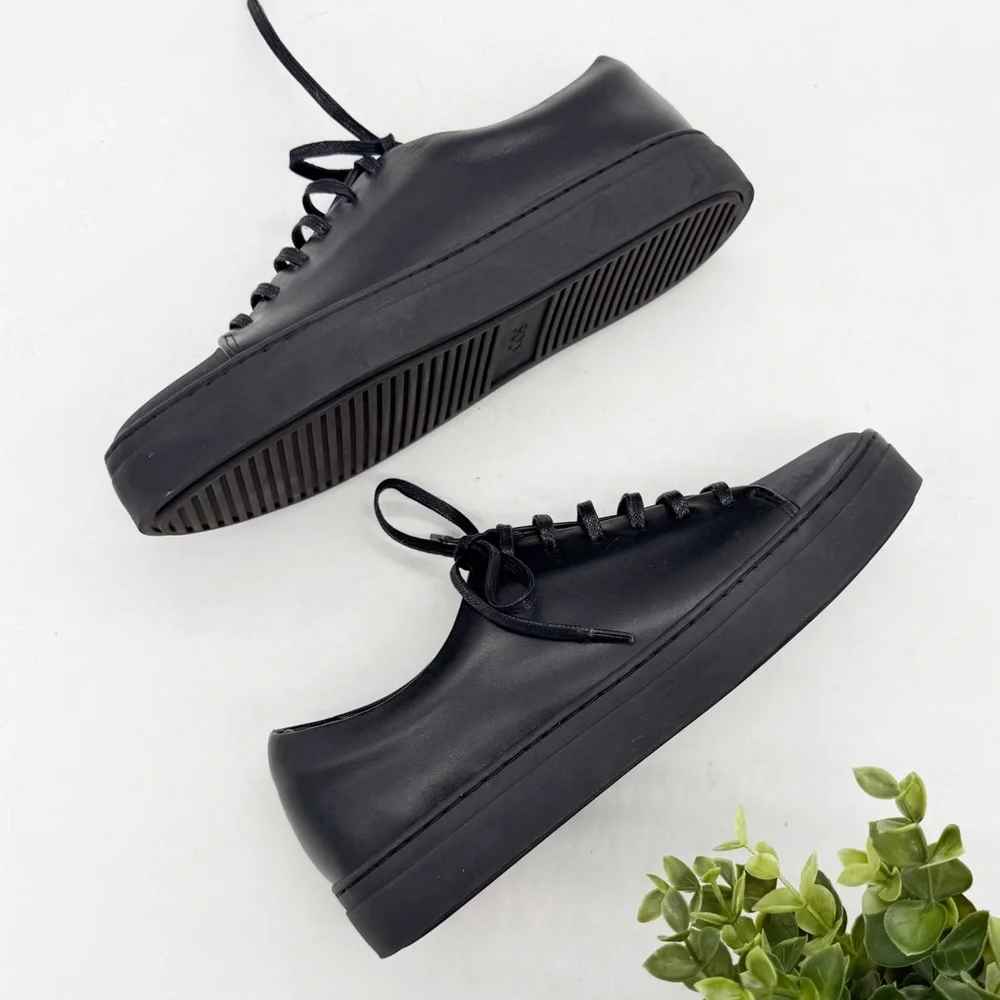 COS Black Leather Lace Up Sneakers Size 6 Minimalist Casual Contemporary